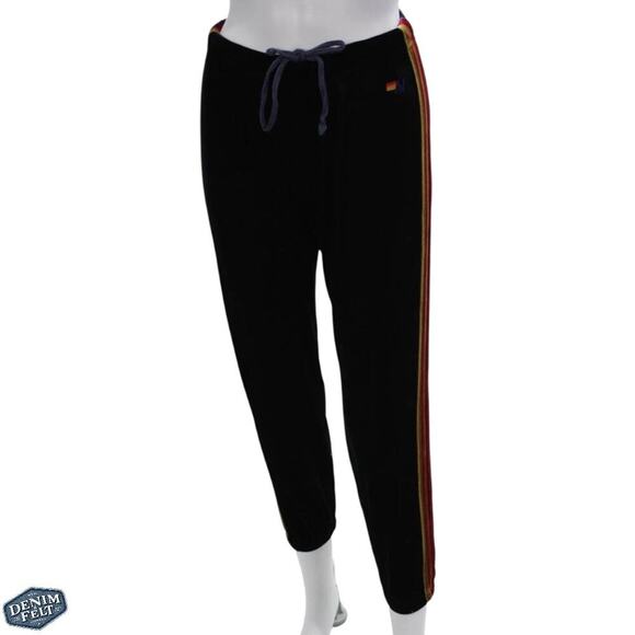 Aviator Nation Women’s Velvet Rainbow Five Stripe Sweatpants – Navy - Picture 4 of 10